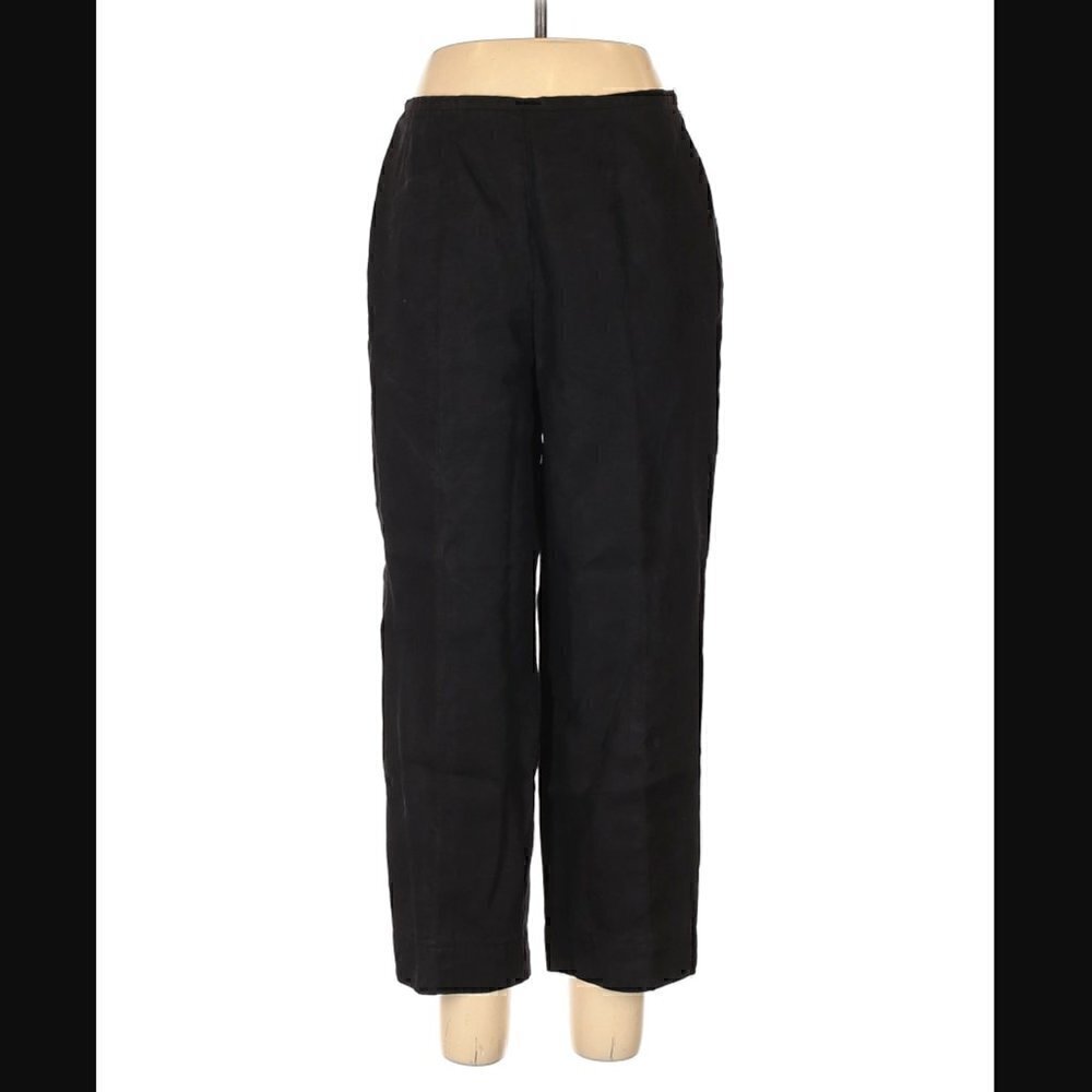 Talbots Pants 12 Irish Linen High Waist Cropped Vintage Black